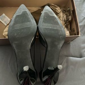 Two tone black high heeled shoes